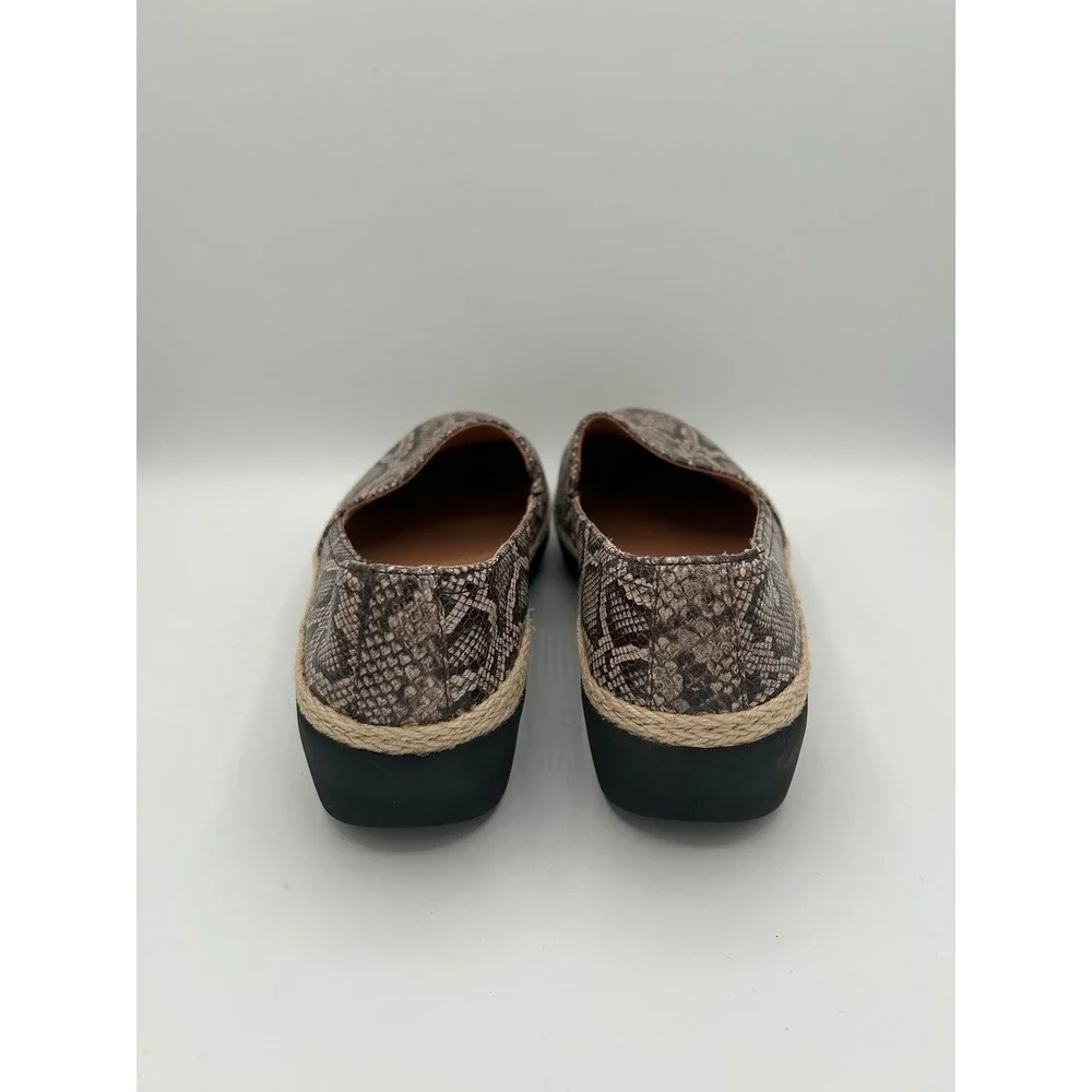 FitFlop Supercomff Snakeskin Espadrille Loafers Brown Black K91-585 Women Sz 8.5